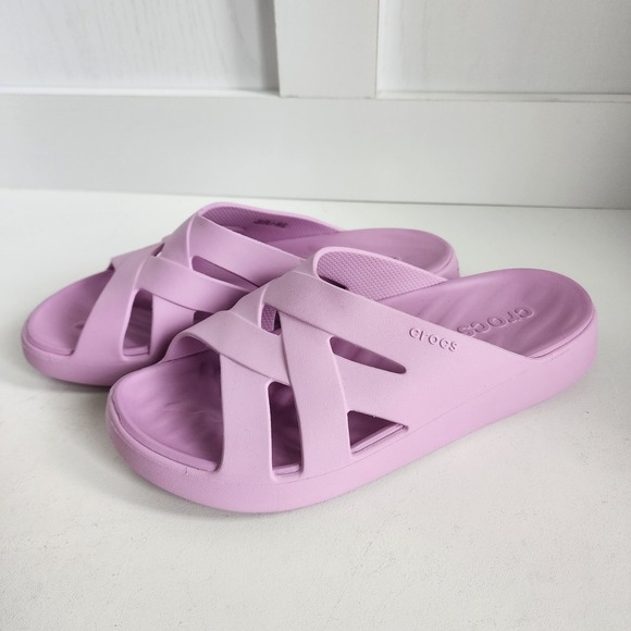CROCS Shoes - Crocs Getaway Weave Lilac Purple Platform Slide Sandals Womens Size 6 NEW